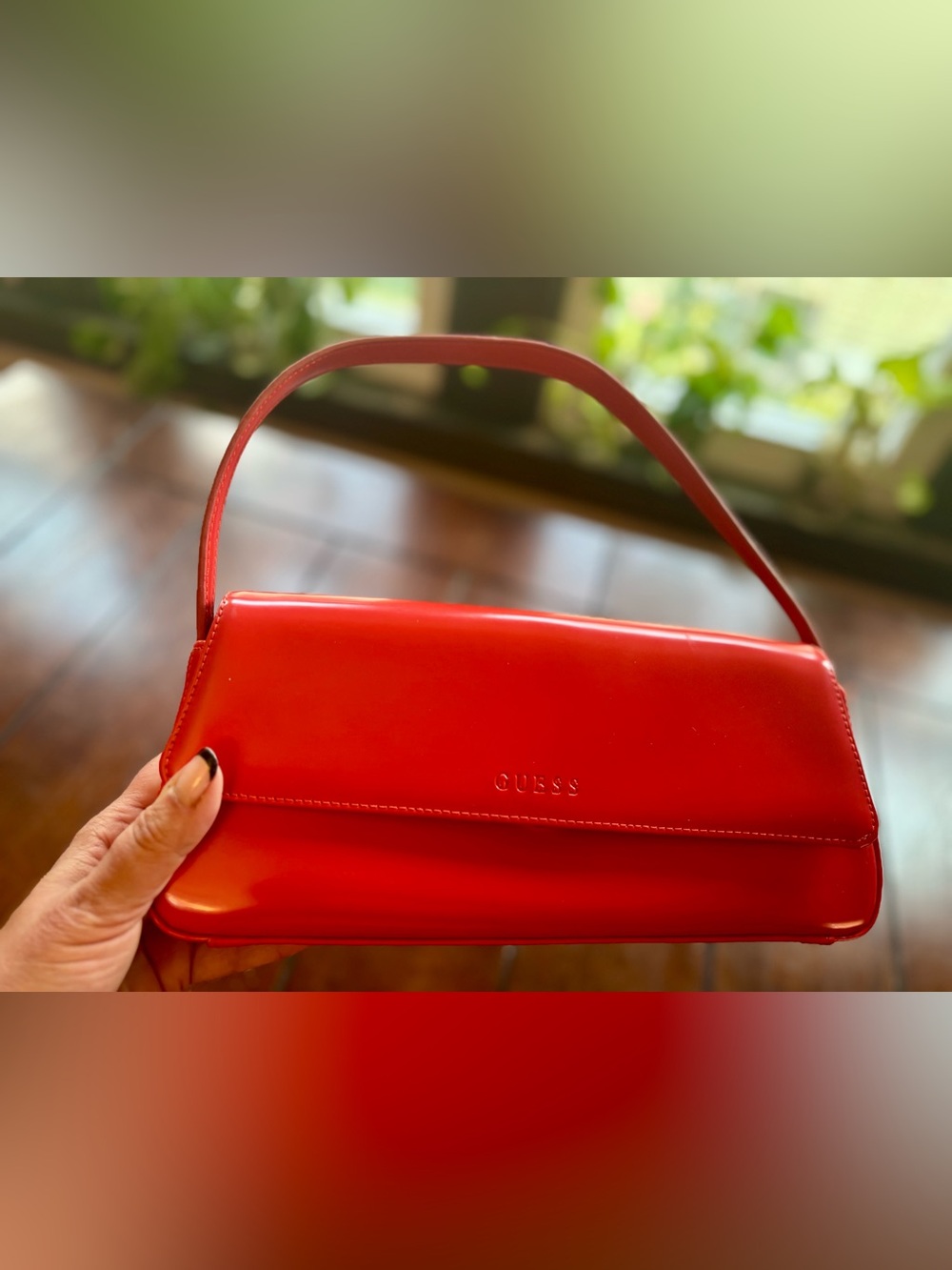 Guess Red Patent Shoulder Clutch